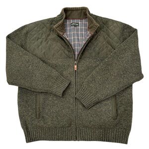 Orvis Field Collection Quilted Wool Knit Jacket Plaid Lining Men's XXL 2XL